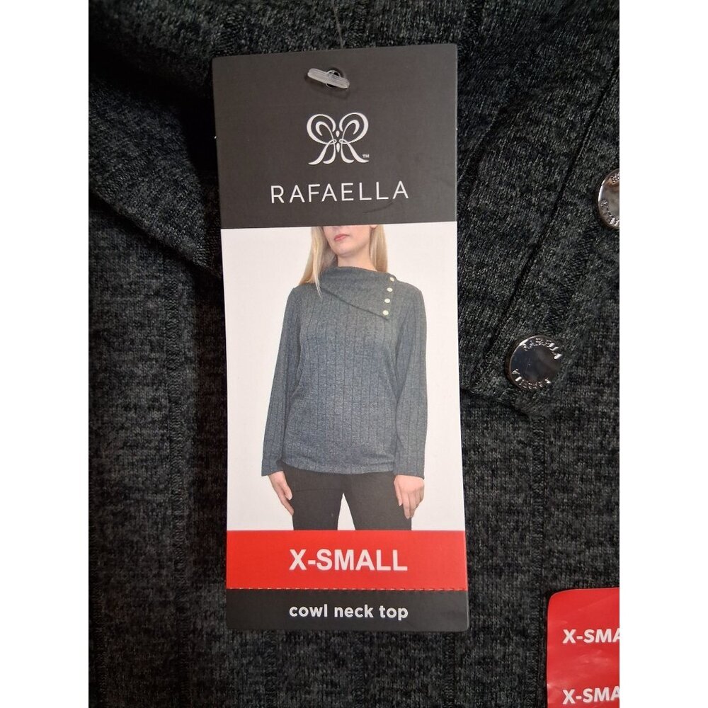 Nwt Rafaella Knit Sweater Cowl Neck Business Casual Oversized Top Gray Size Xs
